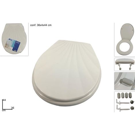 Copriwater Bagno in Plastica Universale Bianco Sedile WC 44 x 36 cm (1/2)