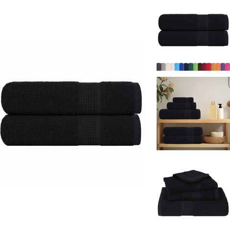 Badetücher 2 Stk. Schwarz 100x150 cm 360 g/m² 100% Baumwolle - Badetuch - Badetücher - Duschtuch - Handtuch (1/5)