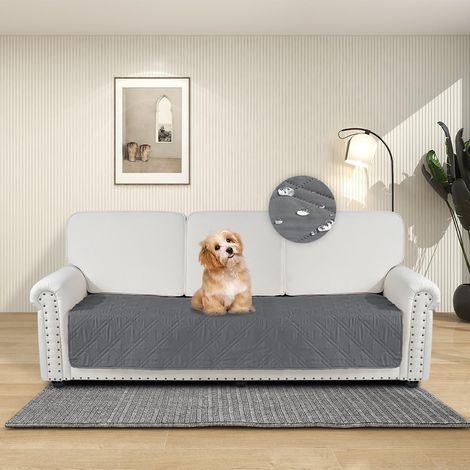 DUJUIKE 100% Housse imperméable canapé, Housse de canapé pour Chien,Housse Impermeable canape lit, avec Base antidérapante, Protection canapé Chien, Chat(Gris,76-180 cm) (1/5)