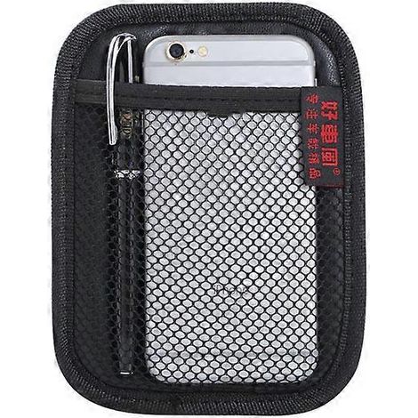Sacoche filet de rangement multi-usage en cuir et tissu Oxford pour voiture, idéale pour ranger téléphones, pièces de monnaie, cartes et clés (petit modèle).