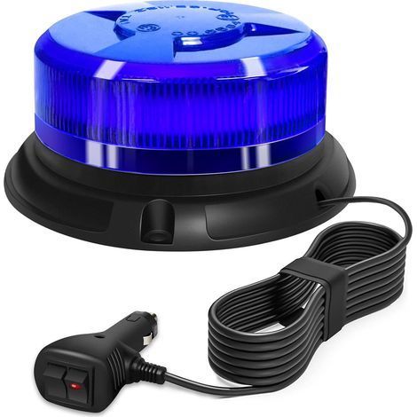 1 Gyrophare Led 9 Modes Flash Magnétique 12V-24V Bleu Pour Voiture Bus UTV Golf (1/5)