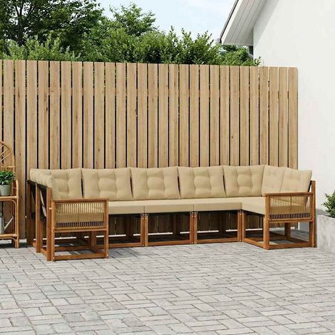 vidaXL Outdoor Sofa Set 7 pcs Natural and Beige (1/5)