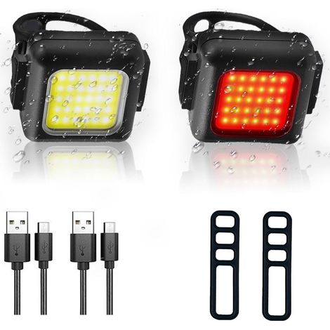 Kit d’éclairage de vélo rechargeable avec 3+3 modes – ultra lumineux, étanchéité IPX5 pour la conduite nocturne, comprenant phare avant, feu arrière et réflecteur (1/5)