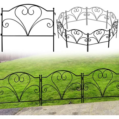 Clôture de Jardin Décorative 45 cm H x 50 cm L (5 Panneaux, Longueur Totale 2,5 m), Clôture en Métal Inoxydable Sans Creusement pour Cour, Paysage, Terrasse, Pelouse et Massif de Fleurs (1/5)