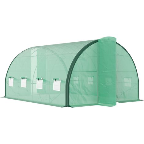 4 x 3(m) Polytunnel Greenhouse, with Windows and Doors - Green (1/5)