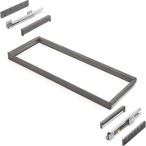 Emuca Bastidor con guías de cierre suave y extracción total para accesorios de armario Quartz, 962-988mm, Aluminio y Plástico, Titanio - (1/5)