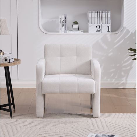 Poltrona in Ciniglia Beige 67,5x69x74,5 cm, Seduta Confortevole, Braccioli Ergonomici (1/5)