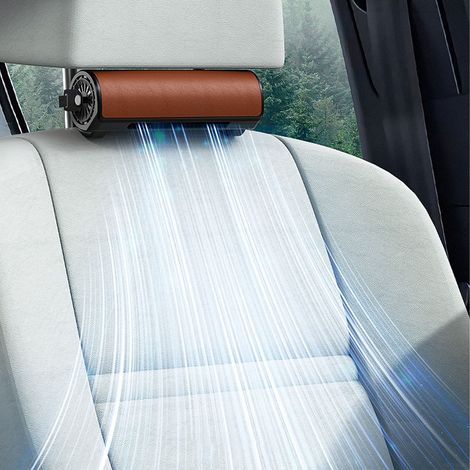 Ventilateur de siège auto avec chargement USB, sans pales, 3 vitesses, pour coussin arrière et appui-tête. Ventilateur de ventilation marron. (1/5)