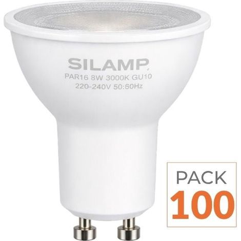 Ampoule LED GU10 Dimmable 8W 220V SMD2835 PAR16 60° (Pack de 100) - Blanc Froid 6000K - 8000K - SILAMP