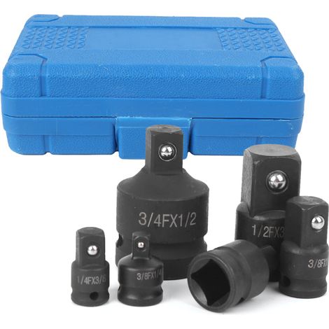 Qiilu Lot de 6 adaptateurs réducteurs de douille à impact 1/2", 1/4", 3/8", 3/4" J7n316. (1/5)