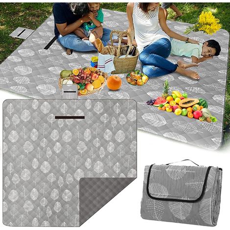 Couverture Pique-nique Imperméable XXL Sans Sable Tapis Plage Camping Étanche Poignée (1/4)