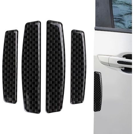 4Pcs Car Door Anti-Collision Strips Car Door Bumper Protector Car Door Edge Guards Anti-Friction Protection Carbon Fiber Texture