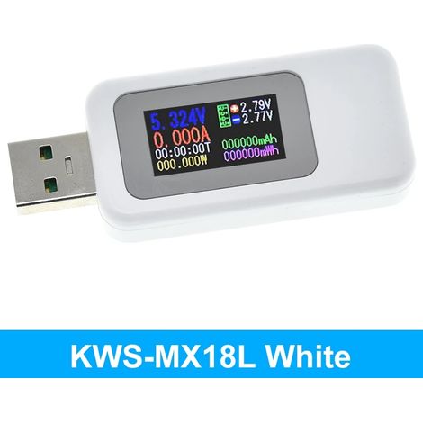 10-in-1 USB-Tester, digitales DC-Voltmeter, Amperemeter, Spannungs- und Stromanzeige, Detektor, Powerbank, Ladeanzeige (Weiß, 1 Stück) (1/5)