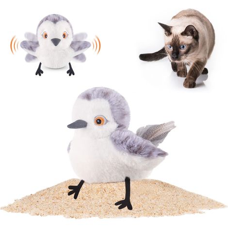Jouet oiseau battant des ailes pour chat, jouet imitant le bruit du bécasseau réaliste, jouet interactif tactile rechargeable en peluche, jouet électronique à herbe à chat pour l'exercice adapté à tou (1/5)