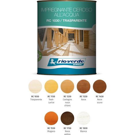 Vernice impregnante effetto cera ceroso all'acqua rioverde legno interno esterno formato confezione: 2,500 lt colore impregnante: rc 1030 trasparente (1/3)