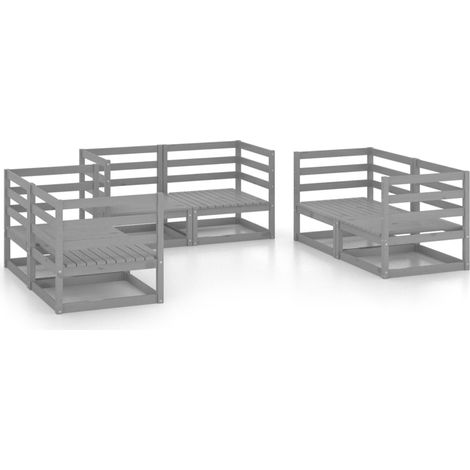 Salon de jardin 6 pcs - Canapé de jardin - Ensembles de Meubles d'exterieur - Gris Bois de pin massif Chic-771986 (1/5)