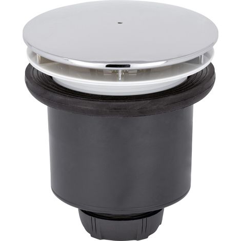 Bonde de douche TOURBILLON Ø90, dôme ABS chromé, sortie verticale, Wirquin 30723746, gris