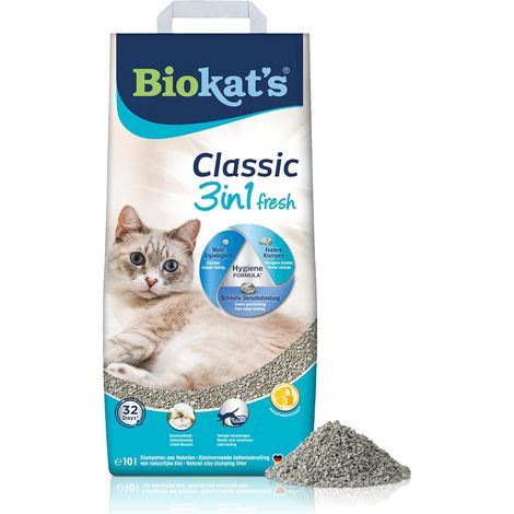 Classic Fresh 3in1 parfum fleur de coton - Litière pour chats agglomérante avec grains de 3 tailles différentes - 1 sac (1 à 10 l)
