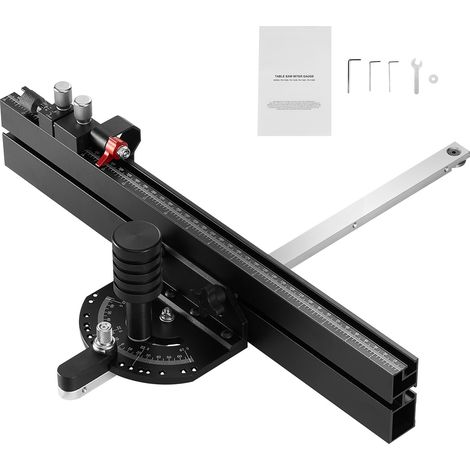 Mophorn goniometro di precisione, fessura standard 3/4'' x 3/8'', accessorio per sega da tavolo in lega di alluminio, griglia da 18 pollici, 15 fermi angolari, stantuffo regolabile, disco staccabile