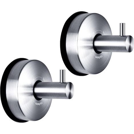 ganchos con ventosa para toallas de baño, sin perforaciones, de acero inoxidable, color plateado. (1/5)