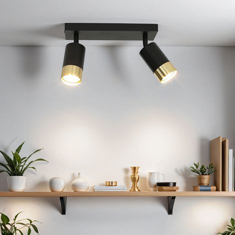 Deckenspot Aluminium verstellbar in Schwarz Gold GU10 2-flammig länglich Spot Lampe Decke