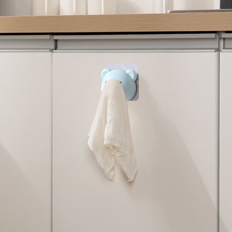 Cartoon-Wandhaken aus ABS mit Klebefläche (ohne Bohren) – Niedlicher Tierhaken in Form eines blauen Bären, 2 Stück, für Wohnzimmer, Büro, Badezimmer, 98 g (1/5)