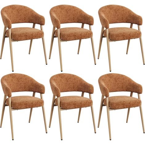 WOLTU Sedie Set di 6 Sedie da Pranzo Sedie da Cucina con Piedini Regolabili Girevole con Gambe in Metallo per Sala da Pranzo, Ciniglia , Marrone (1/5)
