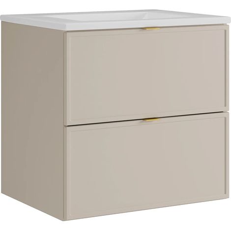 Mobile bagno sospeso con lavabo da incasso Beige 60 cm - ONDIL (1/5)