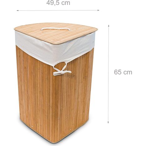 Cesto para la ropa plegable plegable con bolsa triangular 65 cm bambú natural 1300019024 (1/4)