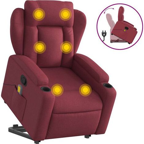 Fauteuil de massage inclinable en tissu rouge bordeaux (1/5)