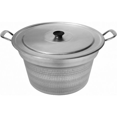 Pentola caldaia in alluminio dotato di manici e coperchio con chiusura -Pentola + Coperchio / 38 litri (1/3)