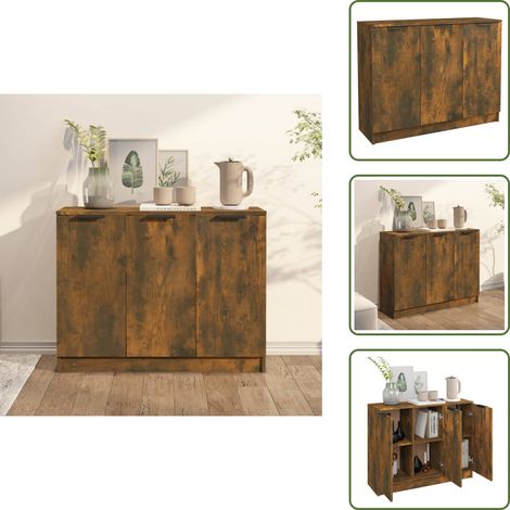 Credenza con ante - vidaXL Credenza Rovere Fumo 90,5x30x70 cm in Legno Multistrato - Credenza con piano d'appoggio