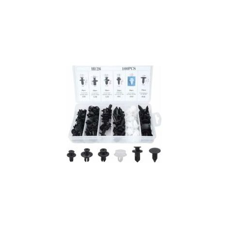 100 pezzi di clip di fissaggio universali in plastica per auto, 6 misure di clip di fissaggio per auto, clip di plastica per parafanghi per portiere, paraurti e kit di sostituzione - Crezuo