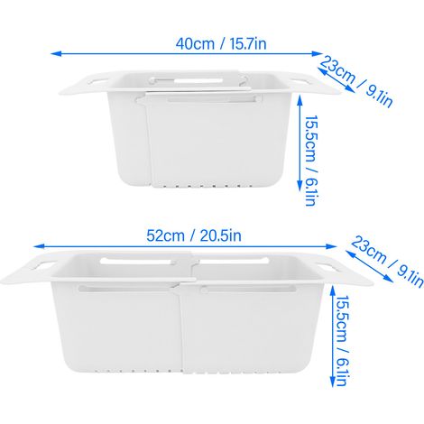 Ortviai Panier Rétractable pour Congélateur Horizontal – Blanc, PP Robuste, 40–52 cm, Poignée Intégrée (1/4)