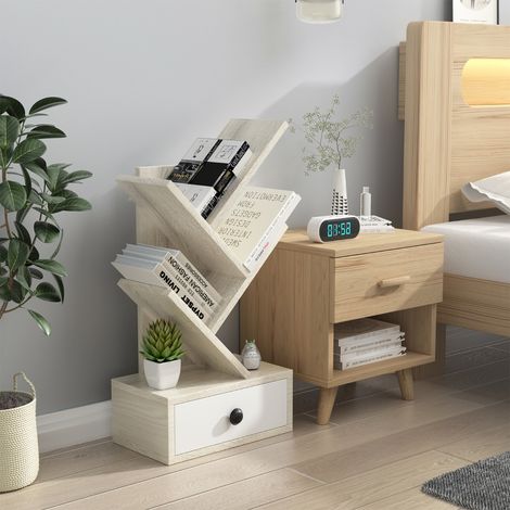 Bibliothèque, Armoire à Livres Arbre 60 CM 5 Niveaux Tiroir Beige CWXT9933 DESIGN IN (1/3)