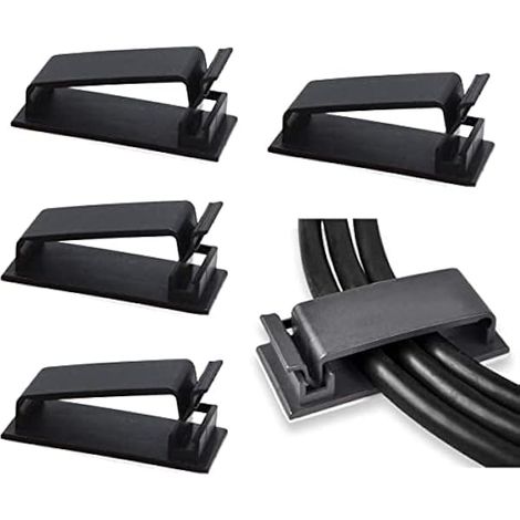 50 Stück Stark Selbstklebende kabelmanagement, Kabel Organizer, Kabel Clips für TV, PC, Laptop, Ethernet Kabel, Schreibtisch, Heim, Büro (Schwarz) (1/5)
