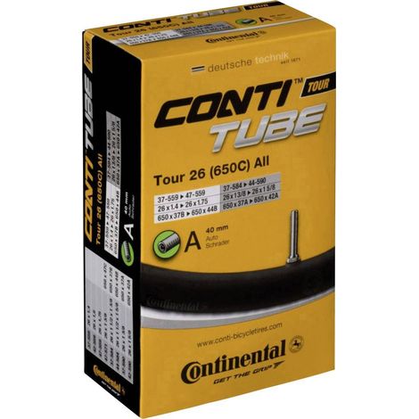 Pneu Continental Tour 26 : compatible avec les pneus 26" et 27,5" x 1,4" - 1,75", valve automatique 40 mm.