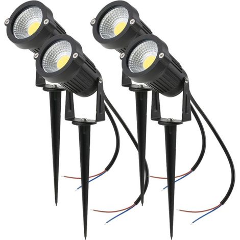 Lot de 4 lampes LED COB 5W pour jardin, allée ou mur, 12V AC/DC, éclairage décoratif extérieur, 500 lm, projecteur haute puissance ultra-lumineux, blanc. (1/5)