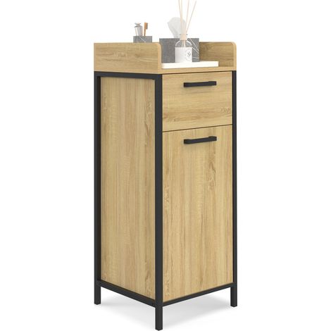 Beistellsäule Badezimmer DETROIT 1 Schublade 1 Schrank Industriedesign