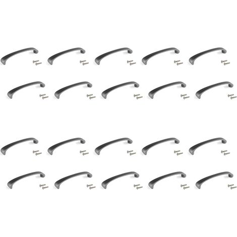 Emuca Lote de 20 tiradores para mueble Kyoto, L142mm, intereje 128mm, Zamak, Titanio