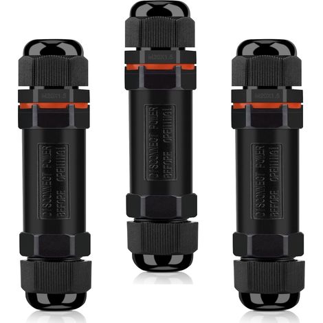 Connecteurs de Câbles Étanches, Boite de Derivation Étanche Exterieur IP68, Raccord Electrique Étanche Lot de 3, Connecteur Electrique Etanche 3 Fils pour Câble Ø 6-12mm (1/5)