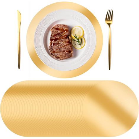 , Lot de 100 sets de table ronds dorés jetables en papier pour cuisine, fête de mariage'Parent'-'- (1/5)