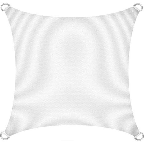 Voile d'ombrage en polyéthylène blanc ACKERMAN – 3 x 3 m (carré) pour terrasse, jardin, balcon (1/2)