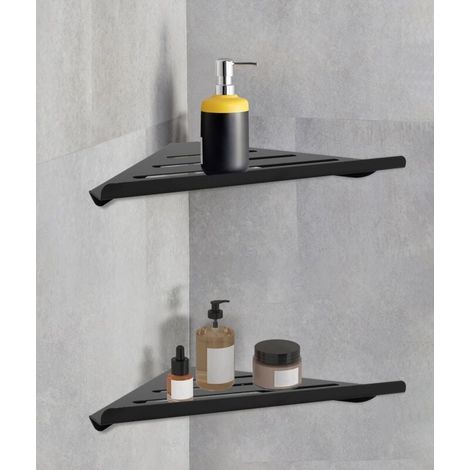 Lot de 2 étagères de douche d'angle en acier inoxydable 304 - Pour salle de bain et cuisine,190 x 190 x 300mm (1/4)
