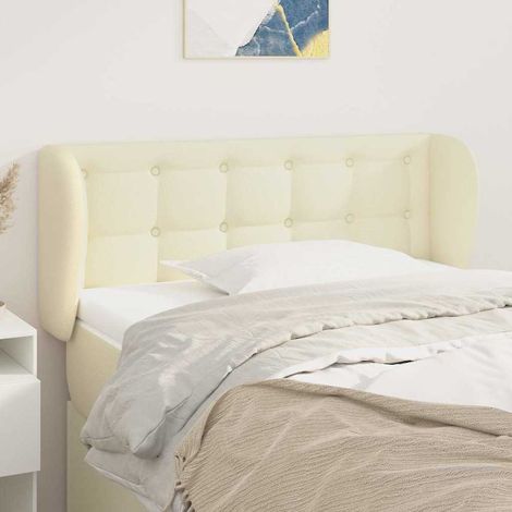 Tête de lit avec oreilles Style Classique Armoire de lit - Crème 93x23x78/88 cm Similicuir BV877994 - BonneVie (1/5)