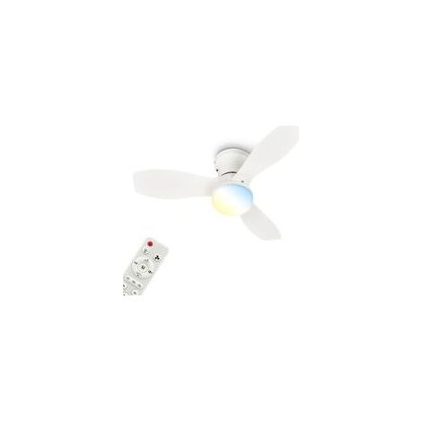 Briloner Ventilateur de plafond télécommande Ø60x19cm 15W 1700lm 3000K-6500K blanc chaud à blanc lumière du jour moteur DC blanc - Ventilateur lampe chambre salon (1/5)