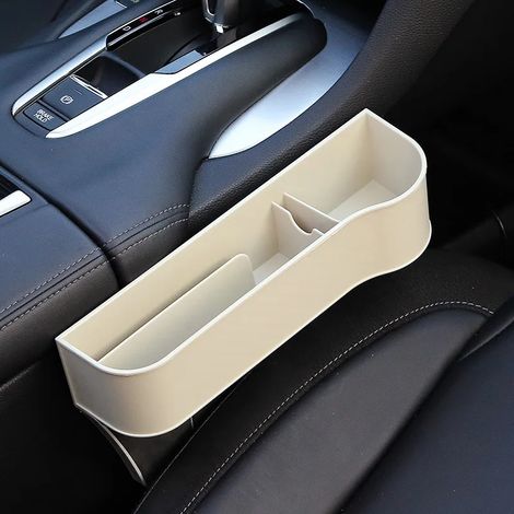 (Côté droit beige) Organisateur de siège auto noir, boîte de rangement pour fente, accessoire auto (1/5)