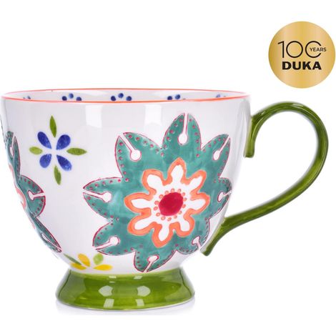 Schwindelerregender Blumenbecher 400 ml Grün mit rotem Rand, Floristenladen (1/2)