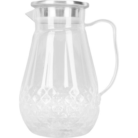 1500 ml Wasserkrug, hitzebeständiger, transparenter Acrylkrug mit Deckel und Griff für heiße und kalte Getränke, Früchtetee. (1/5)