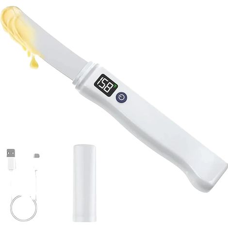 Spatule à Beurre Chauffante, Design Électrique, Construction en Acier Inoxydable, BLANC (1/2)